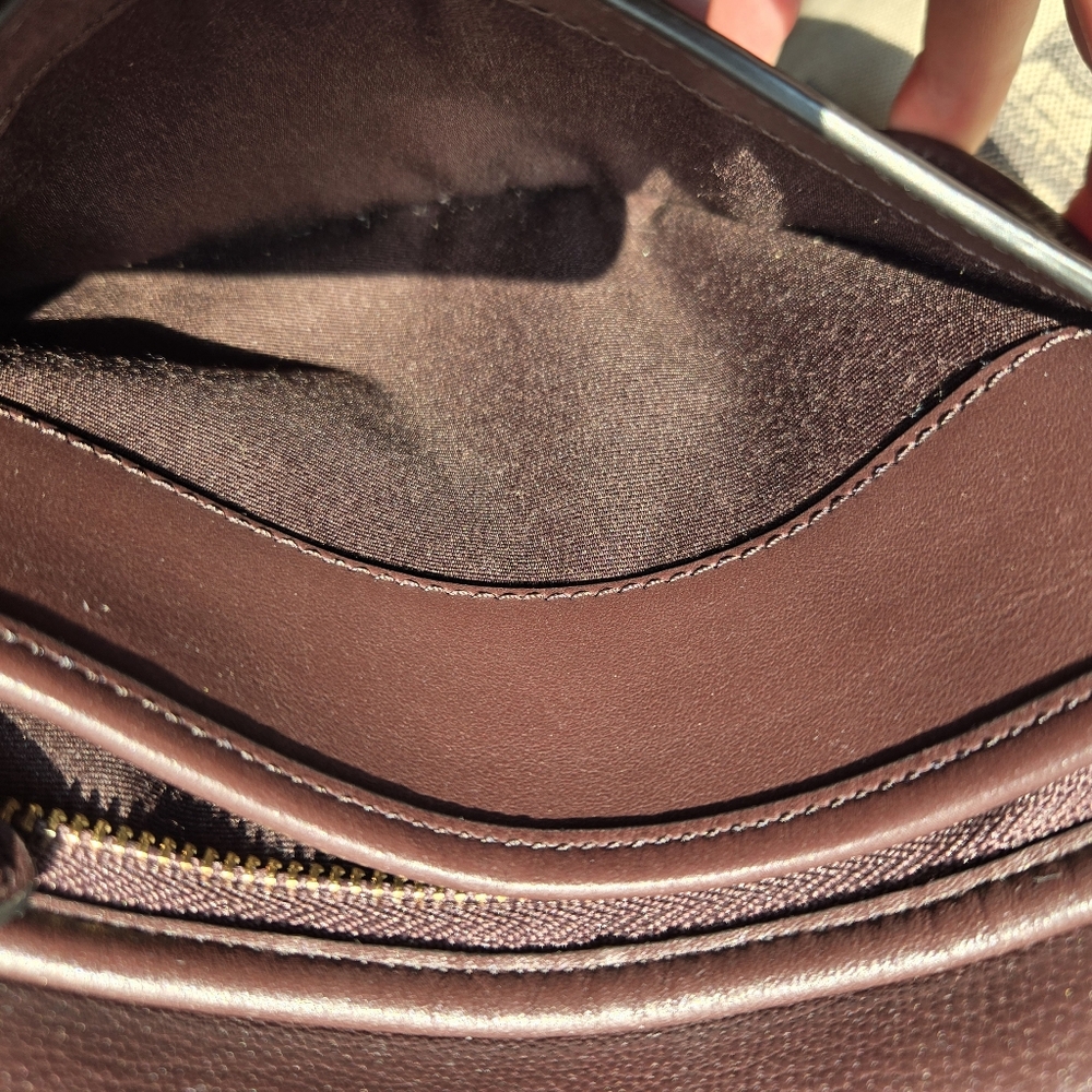 COACH PATRICIA SADDLE BAG 18 VARSITY STRIP LEATHER W/FLORAL EMBROIDERY Oxblood - Picture 10 of 10